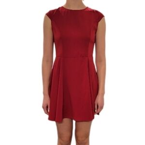 TOBI Red Cap‎ Sleeve Open Back Tie Skater Dress S P